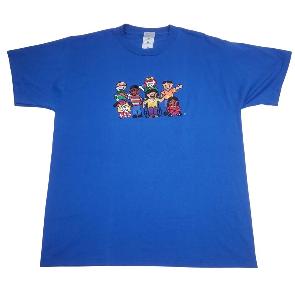 Vintage 90s Embroidered Diversity Friendship School Disability Classmate T-shirt